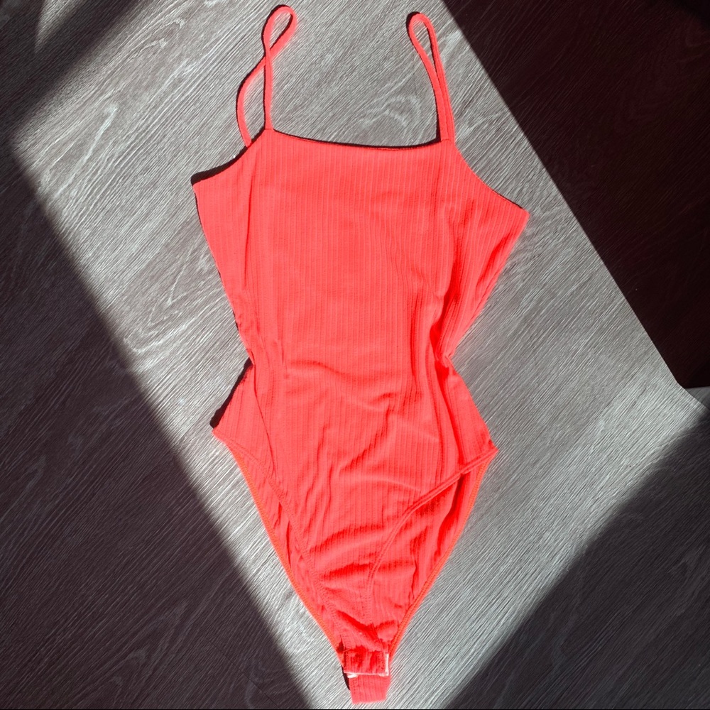 Neon Pink Ribbed Bodysuit